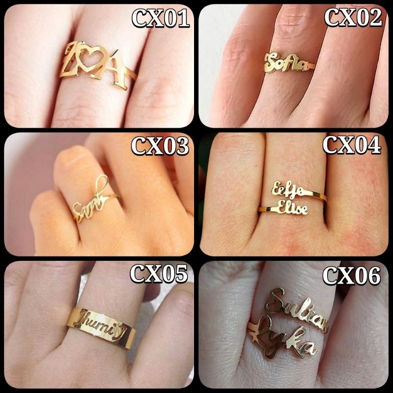 CINCIN NAMA LAPIS EMAS MURAH CINCIN inisial UNIK FREE REQUEST NAMA dan UKURAN