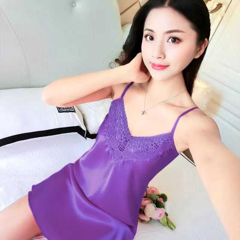 Baju Tidur Wanita Lingerie Sexy Tali Kecil Dress Renda Brukat/Sexy Lingerie Daster Satin Size M Fit 