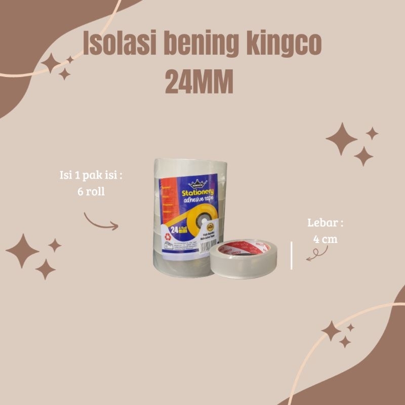 

Isolasi bening KINGCO 24MM 1 pak isi 6 roll