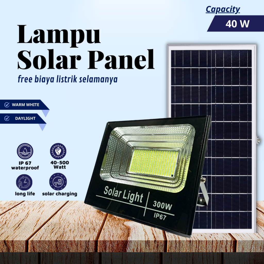 Lampu Tenaga Surya 40 Watt Led Solar Panel Cell 40W