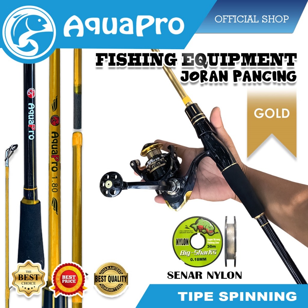 Aquapro Paket Alat Pancing Ikan Joran Pancing BaitCasting Fishing Rod Reel Pancing Bait Casting Fishing Reel Pancing Varian Spinning &amp; Casting Bisa Untuk Pancing Ikan Gabus Tomang DLL