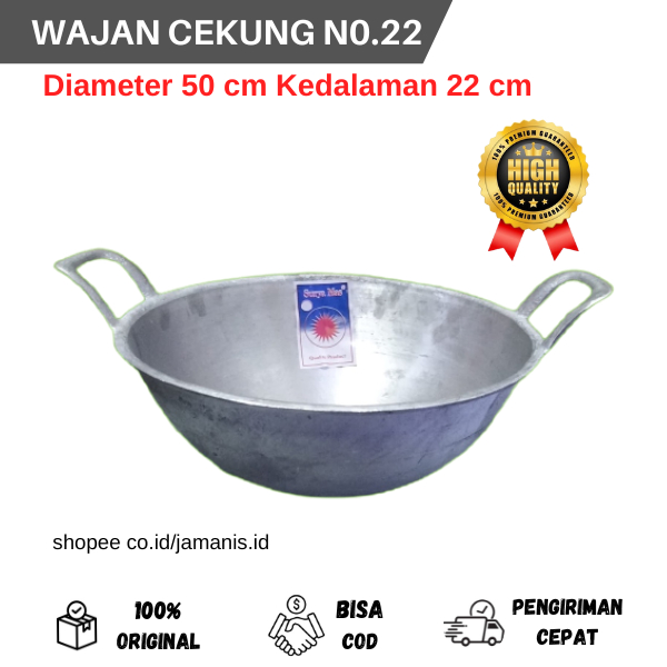Wajan cekung no 22 kuali Wok pan kuali wajan jumbo besar anti pecah anti lengket