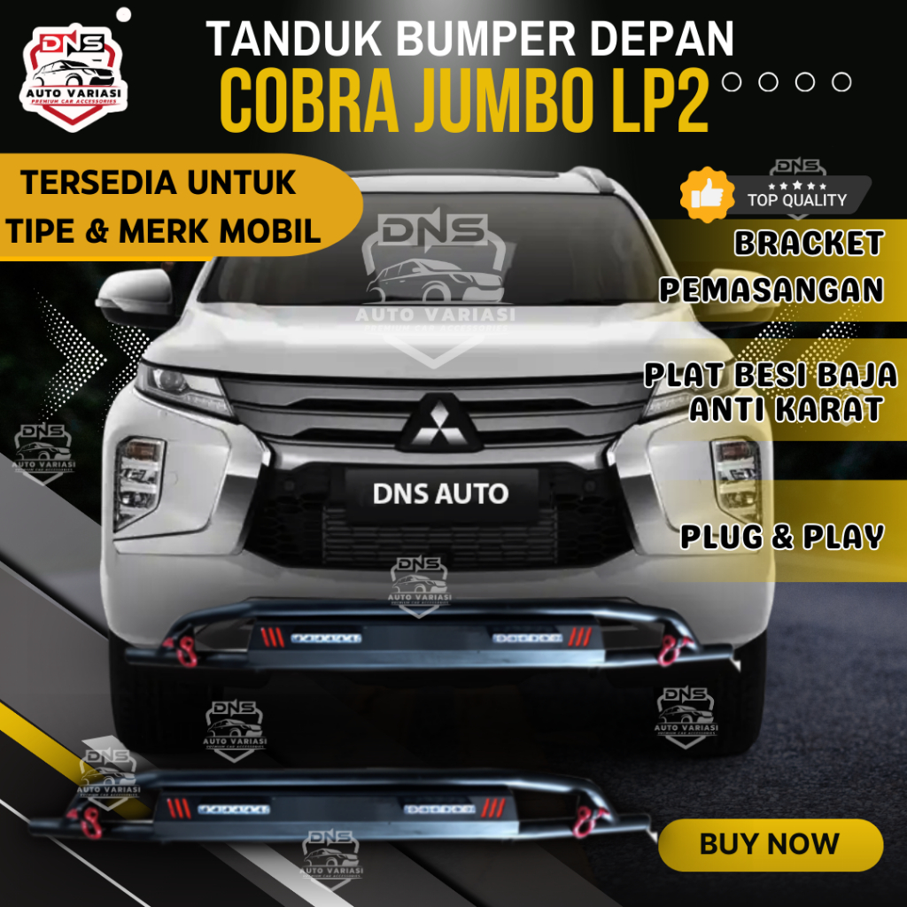 Tanduk Depan Bumper Depan Model C0BRA JUMBO LP2 DENGAN LAMPU LED  Untuk Mobil BR-V , Mobilio , Ertig