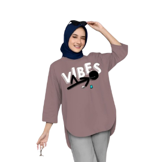 Baju Atasan Wanita Terbaru Vibe Blouse Bo Bahan Kain Combed Size S M L XL XXL XXXL Tshirt Oversize O