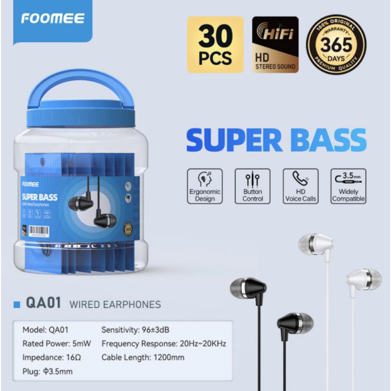 Foomee QA01 Wired Earphone 1 Topless isi 30