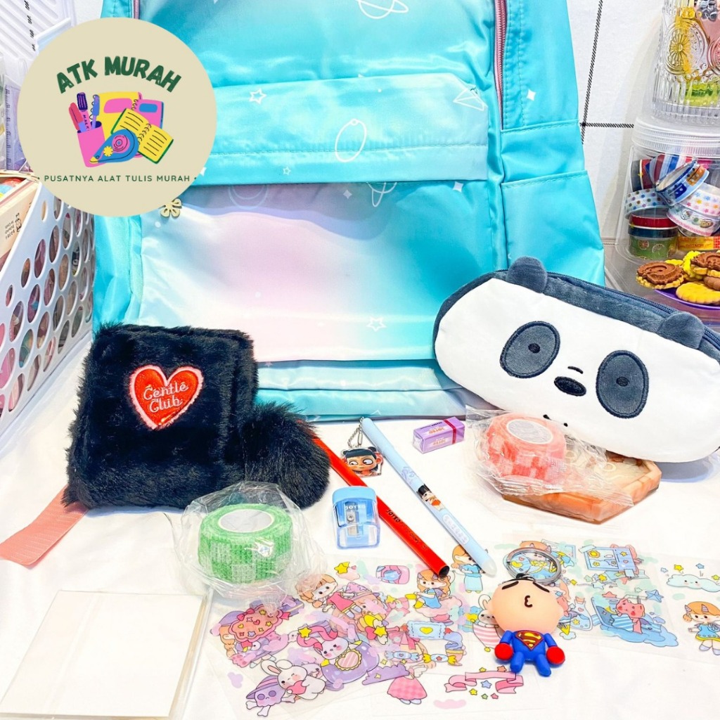 

PAKET 21 IN 1 PAMER KE TEMEN MURAH MERIAH TAS DOMPET CENTLE KOTAK PENSIL ALAT TULIS SEKOLAH KANTOR LUCU IMUT