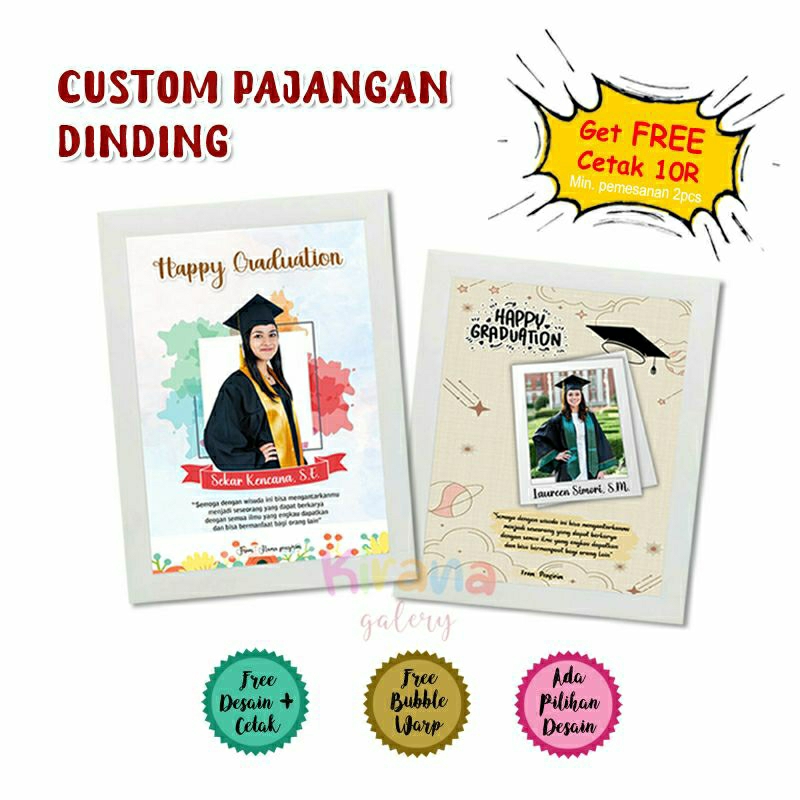 Desain + cetak foto bingkai kado wisuda ulang tahun pernikahan aniversary