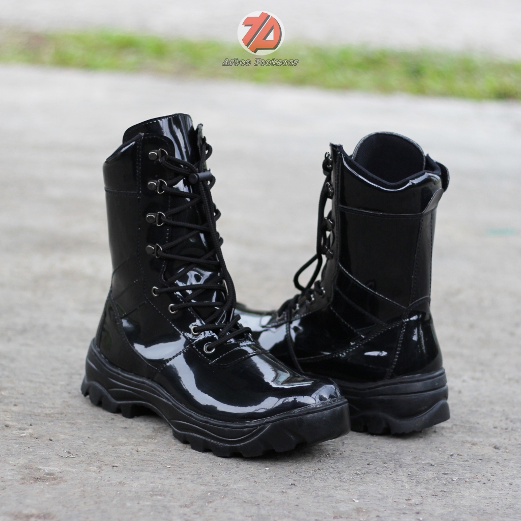 Sepatu boots pria PDL PDH TNI POLRI kilap tanpa semir ori safety termurah