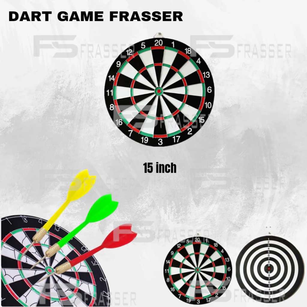 Frasser Dart Game 17 inc Papan Dart Panahan Dinding Board Busur Lemparan