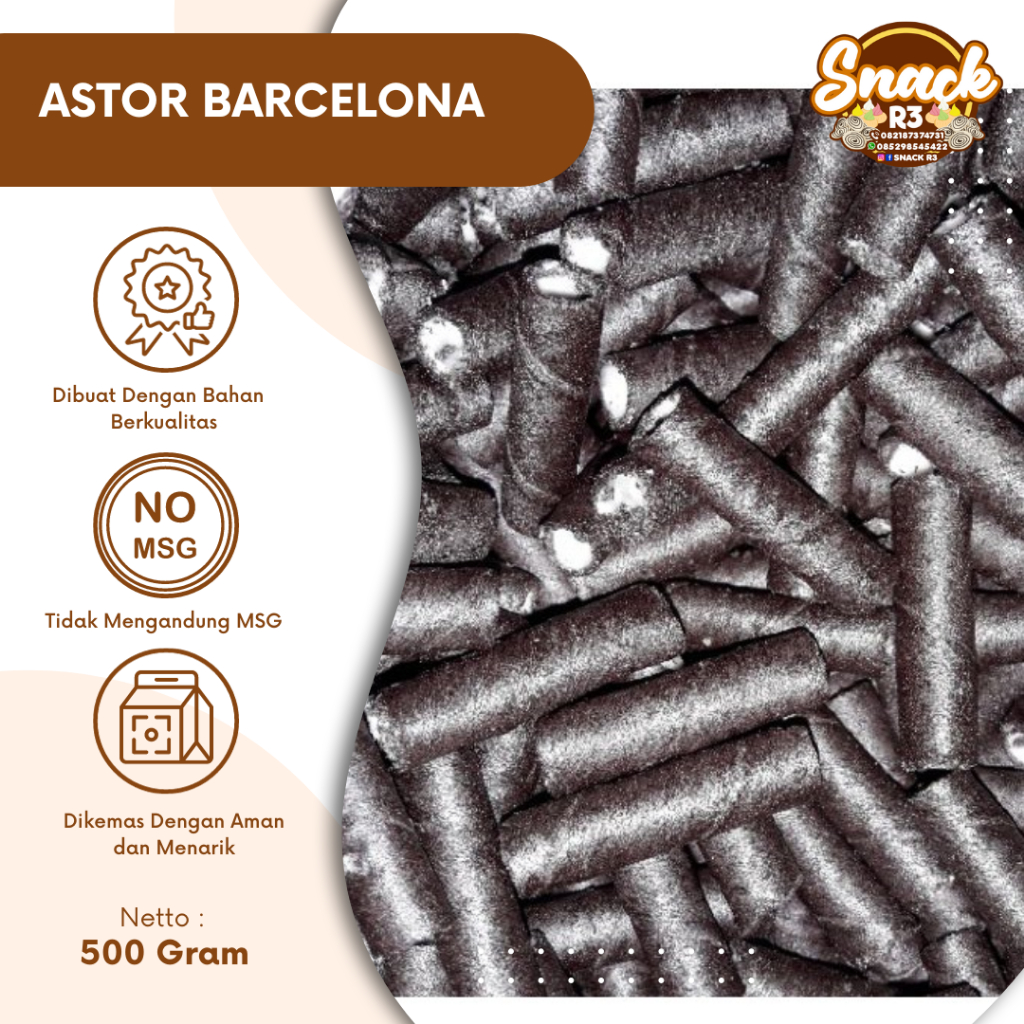 

Astor Barcelona Wafer Roll Isi Cream Snack Manis Banyak Rasa Camilan Praktis Makanan Ringan 500 Gram Enak