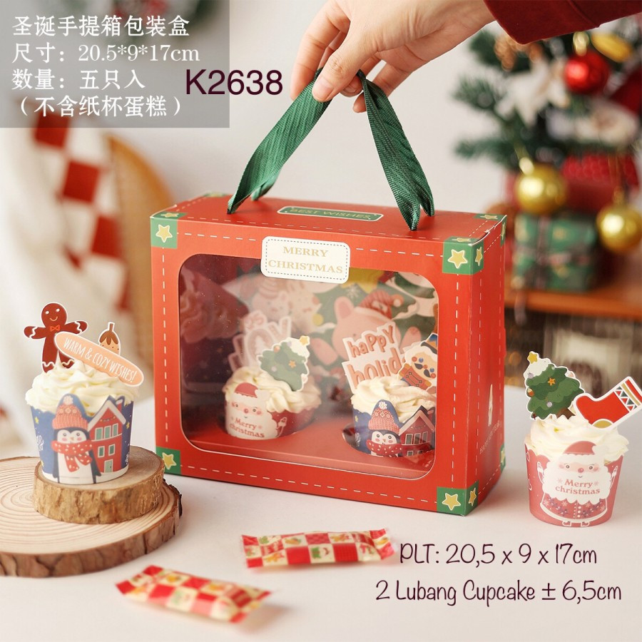 

(5 pcs) kotak natal dus mika cupcake cookies nastar christmas box size 20,5x9x17 cm