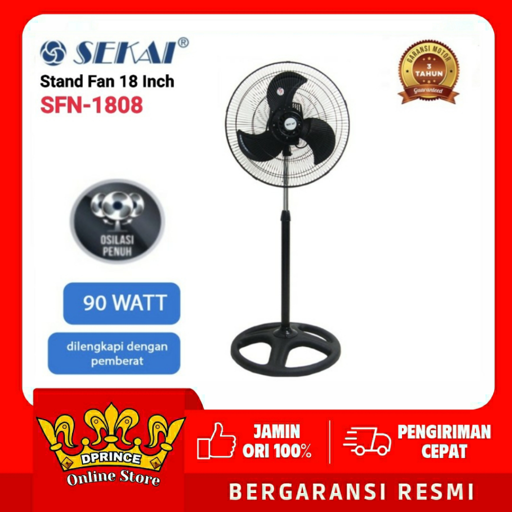 SEKAI Kipas Angin 18 Inch SFN1808 Metal Stand Fan SFN 1808