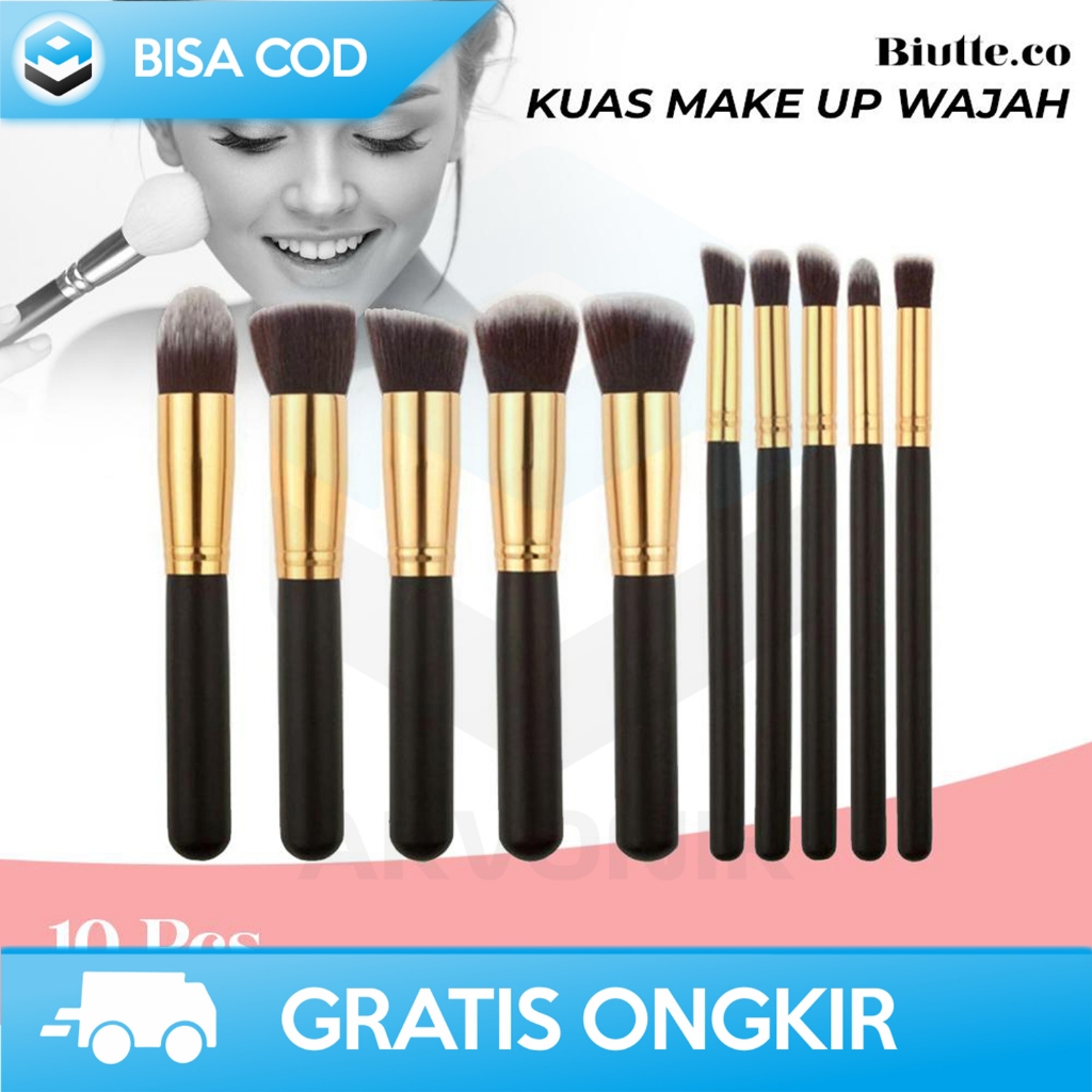 KUAS MAKE UP LENGKAP 10 PCS BRUSH KOSMETIK MAKEUP TOOLS PAKET KUAS