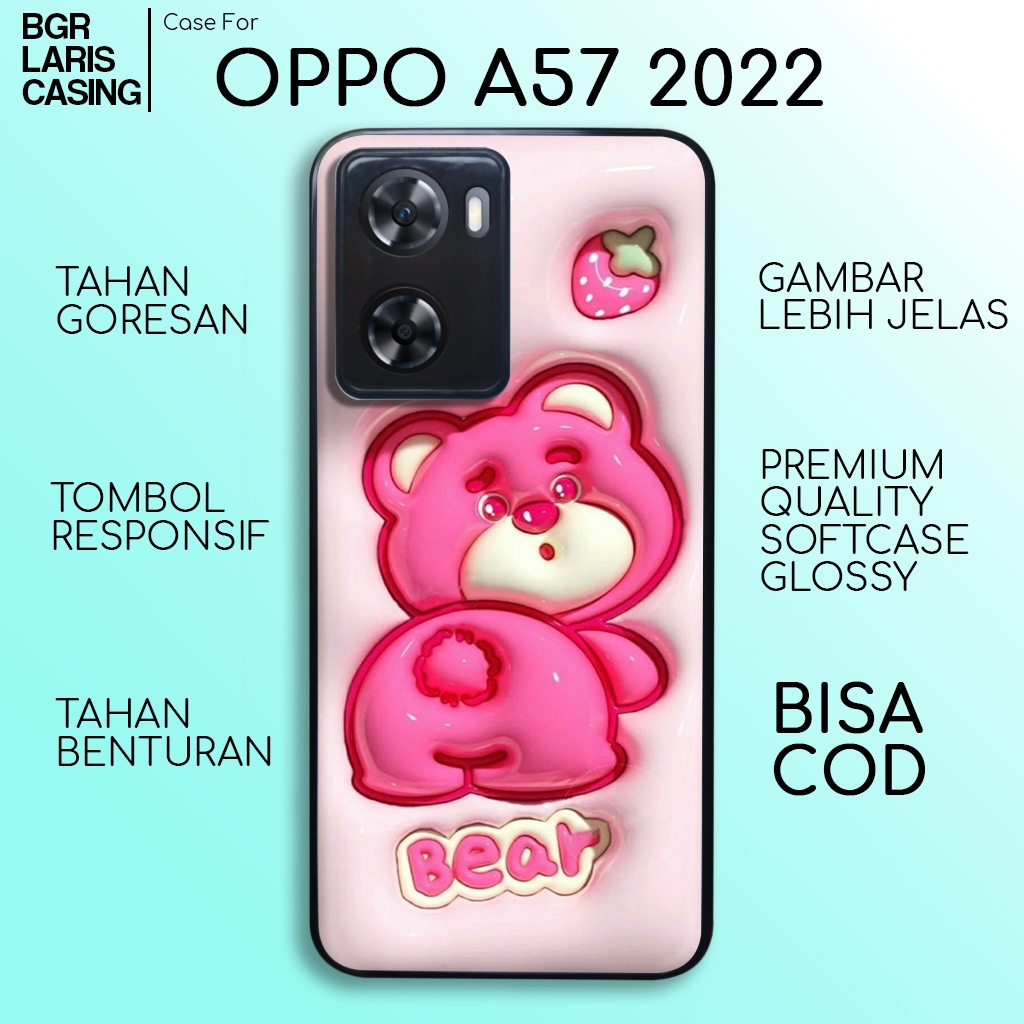 Case Oppo A57 2022 Terbaru Bear Hardcase Softcase Glossy Casing Oppo A57 Termurah Kesing Terlaris