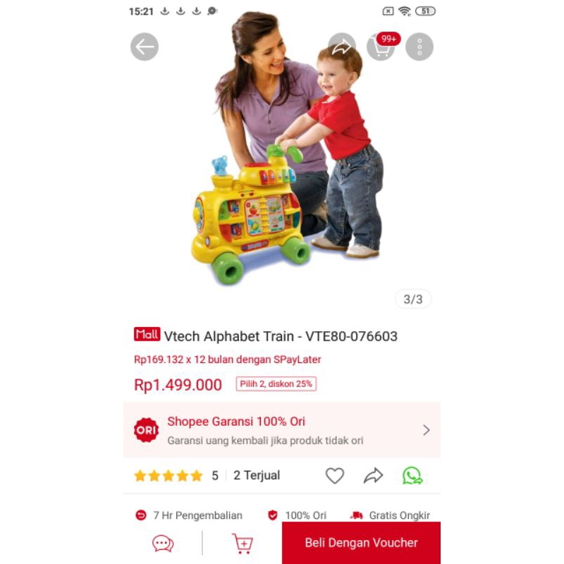 Preloved Vtech Ride On Alphabet Train