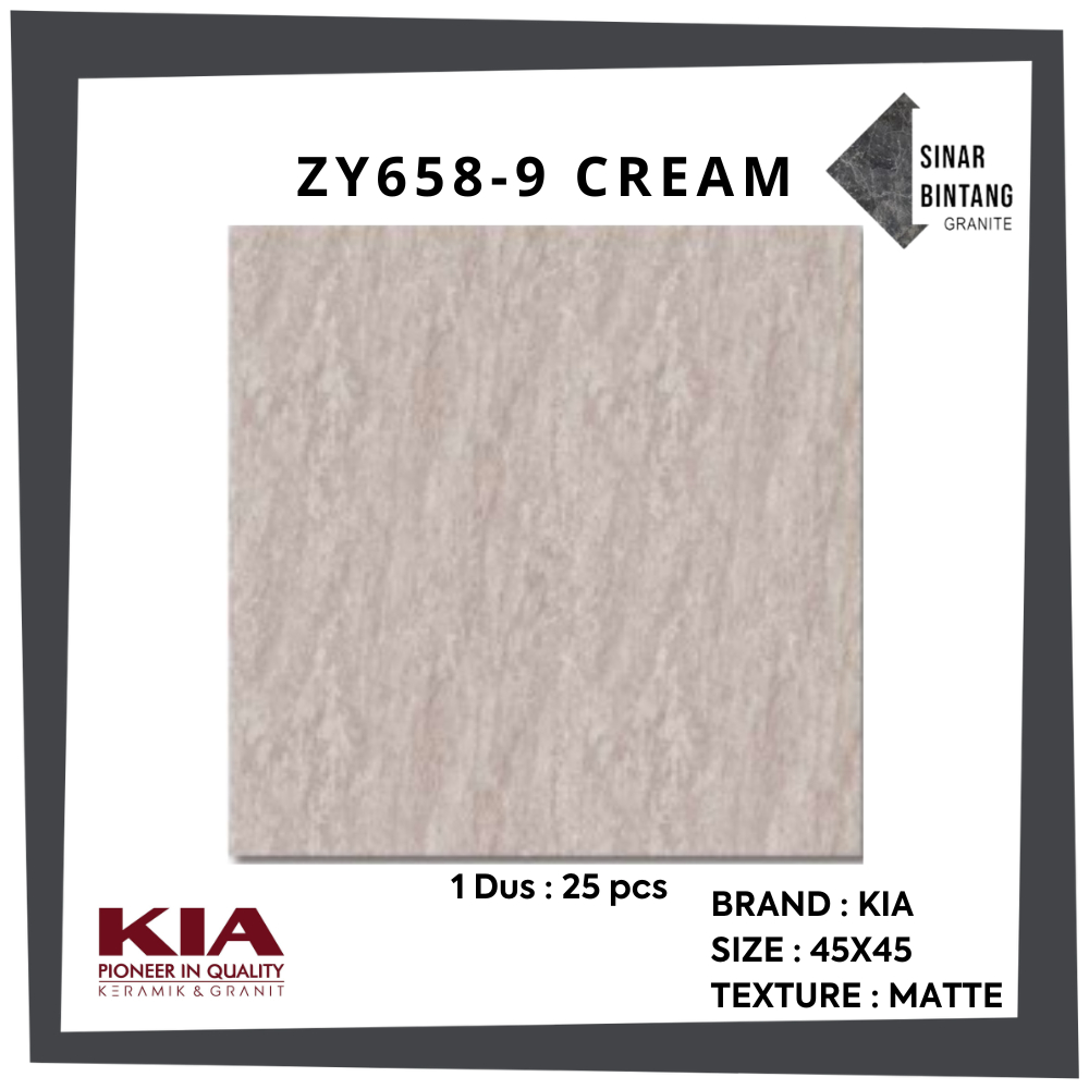 Vinyl Tile | Vinyl Lantai 45x45 ZY658-9 Cream KIA