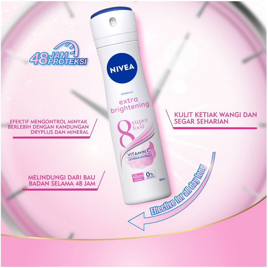 NIVEA Extra Brightening // Brightening Hijab Fresh // Happy Shave Deodorant Spray (150ml)