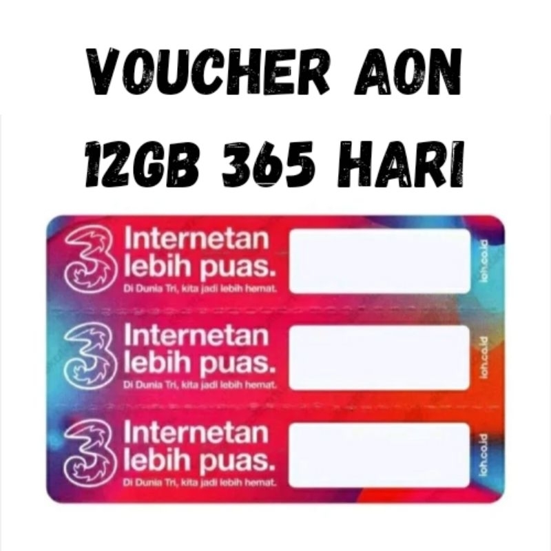 VOUCHER DATA TRI AON 12GB 365 HARI