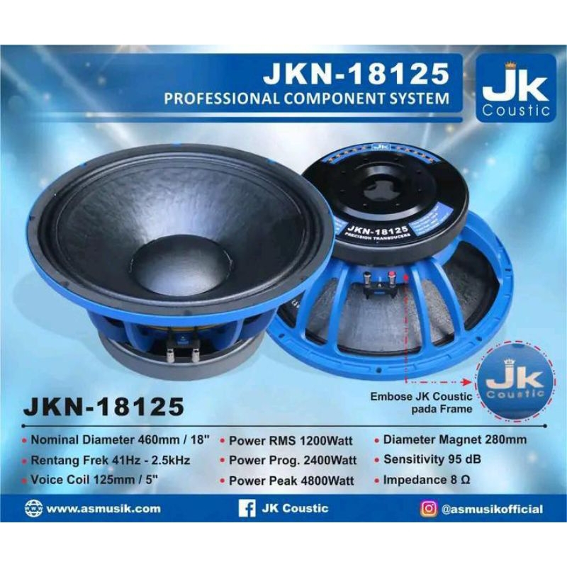 speaker 18 inch JK coustic type JKN 18125