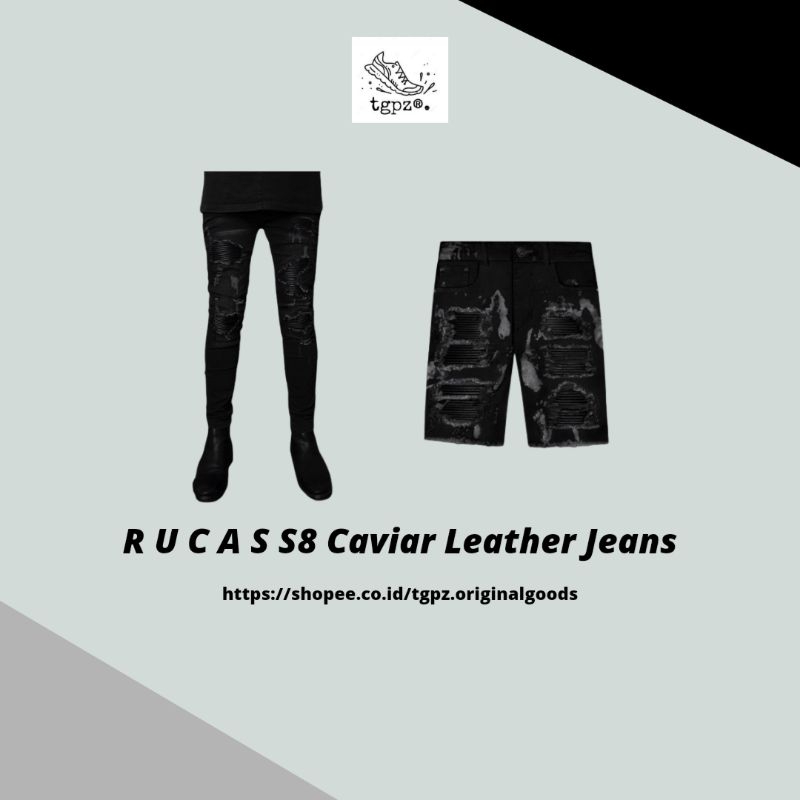 Rucas Season 8 Caviar Leather Biker Black Jeans Long | short (29-36) [100% ORIGINAL]