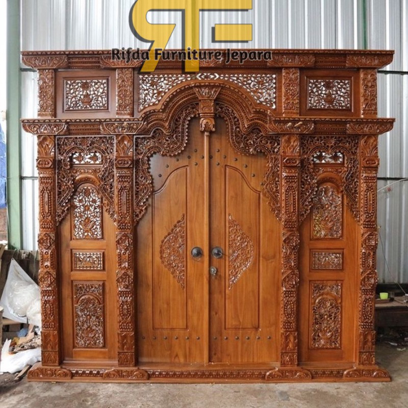 Pintu dan kusen ukir gebyok jati grade ( pintu jati klasik, pintu rumah mewah, pintu ukir mewah, pin
