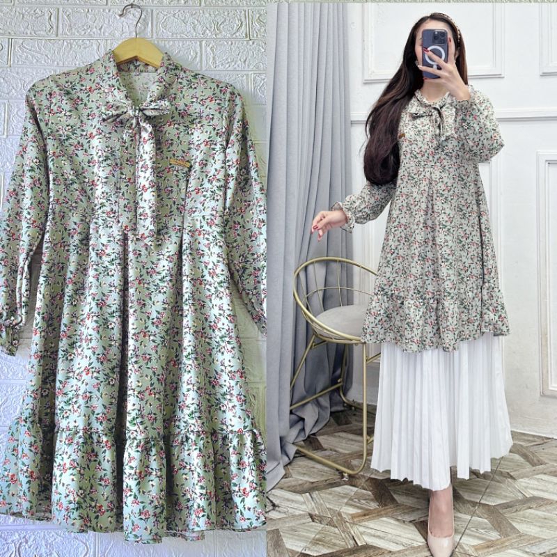 Long Tunik Wanita Tunik Motif Busui Syakila Premium