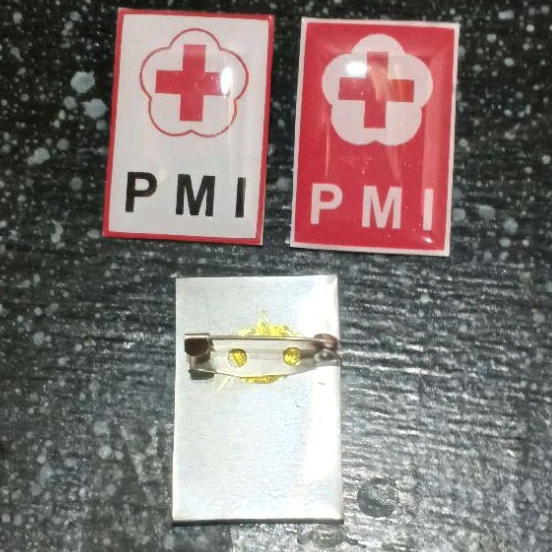Pin Bros PMI Persegi Resin - Pin Aksesoris Palang Merah Indonesia