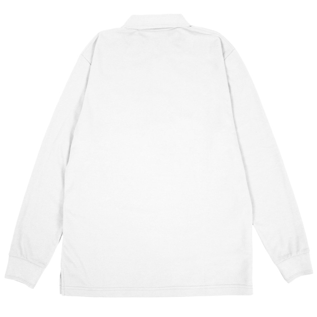 Rambidend - Kaos Polo Lengan Panjang Polos Terkeren Pria & Wanita Baju Kerah - Putih