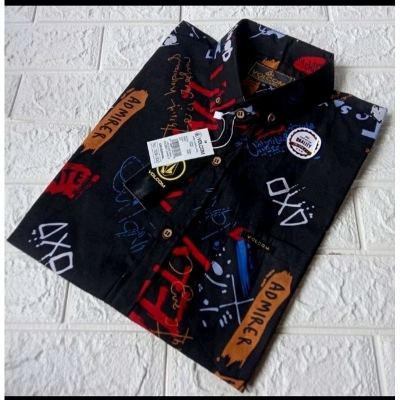 Kemeja motif pria dewasa lengan pendek hem kemeja motif pantai koran bulu gubuk putih  terbaru Bisa 