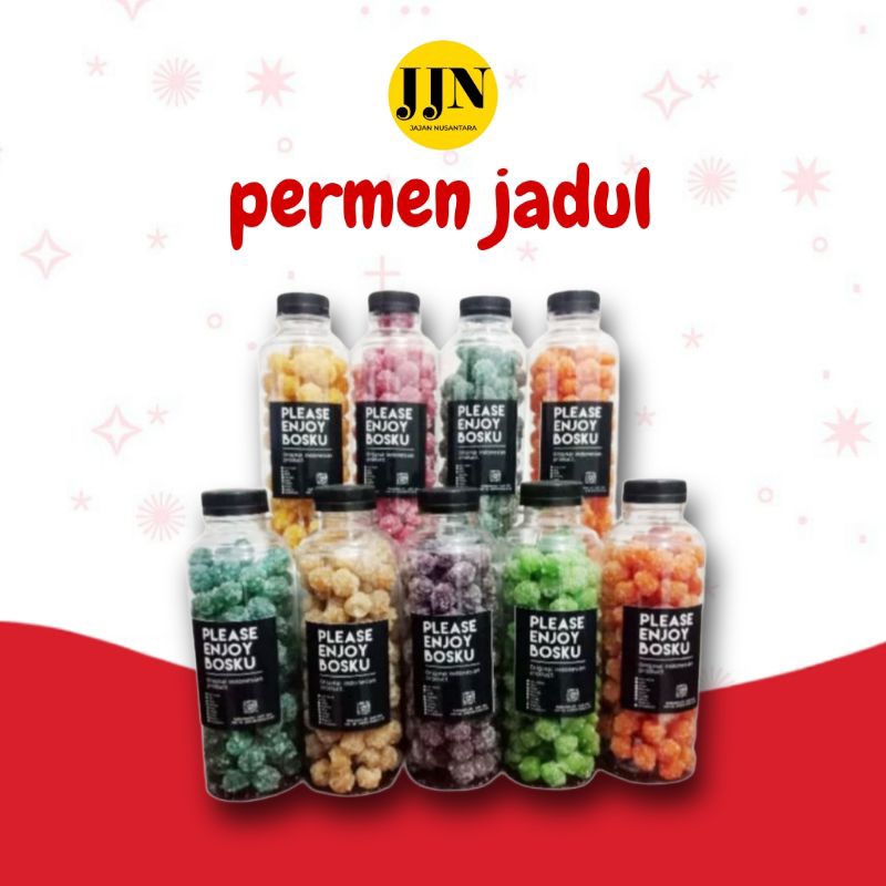 

Permen botol 150gr kayu putih, jeruk, asem, jahe, mangga, sirsak, strawberry, jeruk, menthol