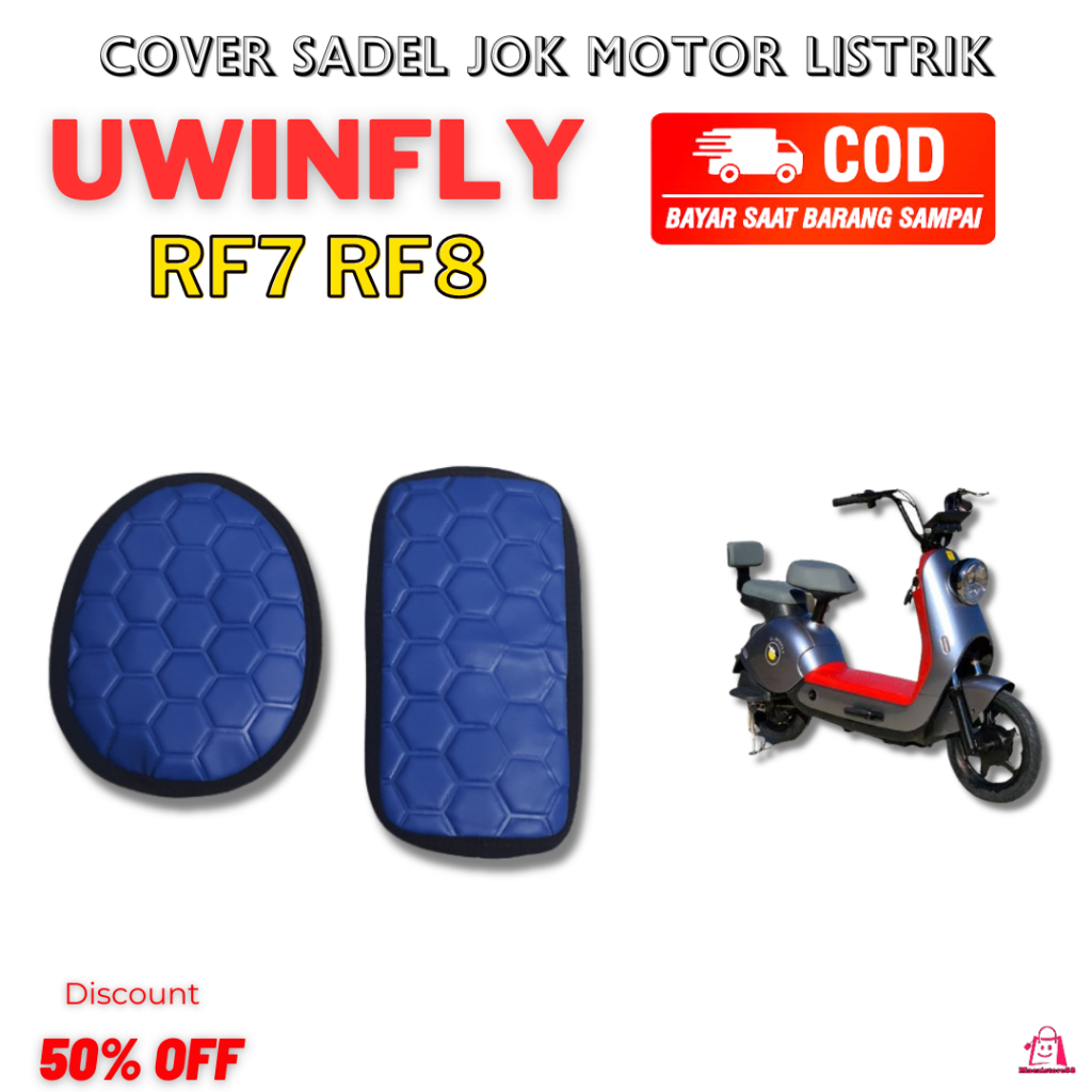 Cover Jok Sarung Sadel Jok Sepeda Motor Listrik Uwinfly RF7 RF8 Motif Hexagon Sarang Lebah Premium
