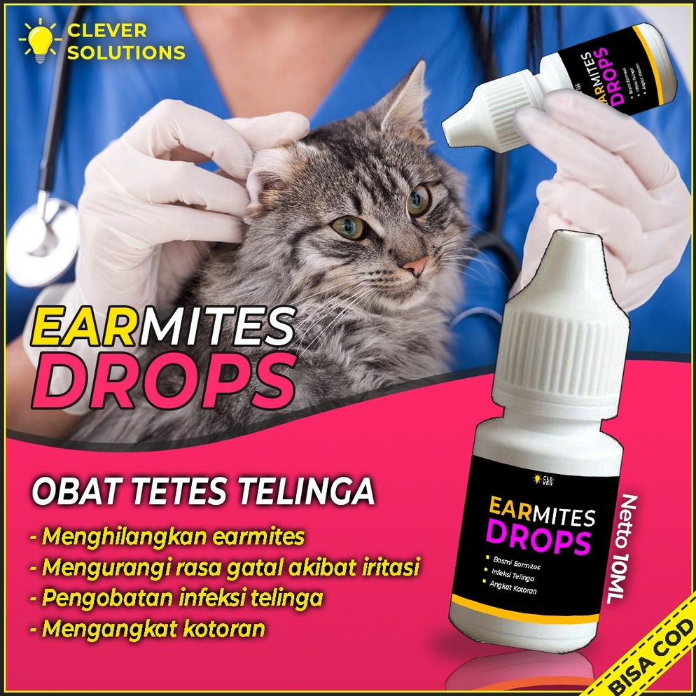 Penawaran Terbaik  Obat Tetes Kutu Earmites Telinga Kucing EARMITES DROPS Infeksi Gatal Iritasi Rada