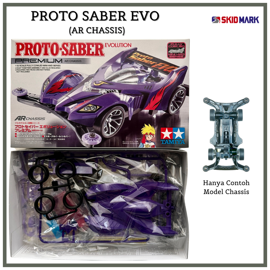 Mobil Rakit Tamiya Mini 4WD - Proto Saber Evo AR Chassis (ORIGINAL