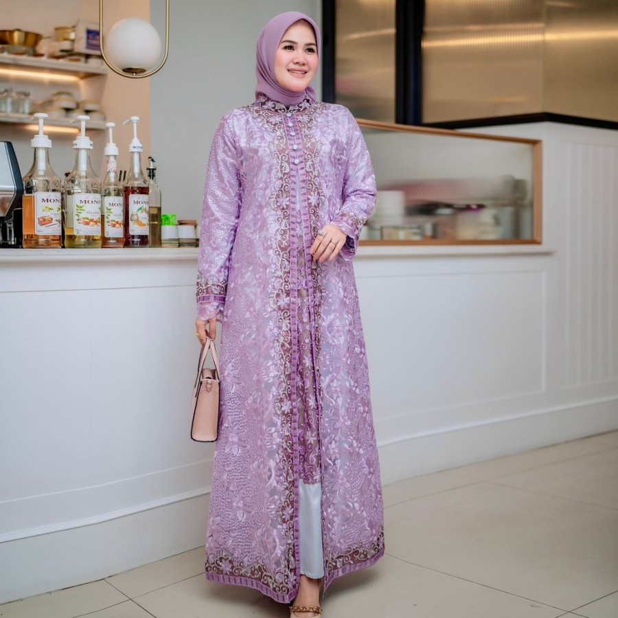 Gamis Pesta Brokat Kombinasi Bordir Lavela by Getra