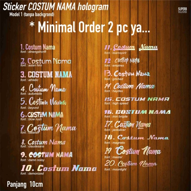 

sticker costum nama hologram