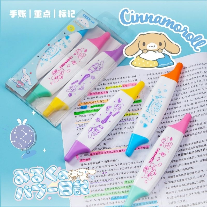 

Stabilo Cinnamoroll 3in1 Highlighter Sanrio 6 warna Textliner Penanda Warna