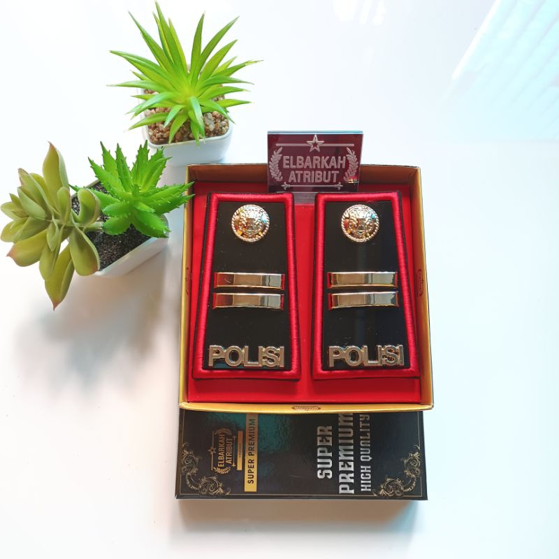 Pangkat Polisi Iptu Akrilik Lis Merah Bordir Super Premium