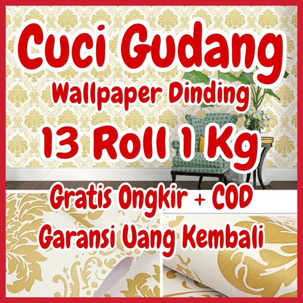 Wallpaper dinding MOTIF BATIK GOLD HITAM GOLD HITAM PUTIH GOLD SULTAN BUNGA SAKURA HIJAU PUTIH ABU B