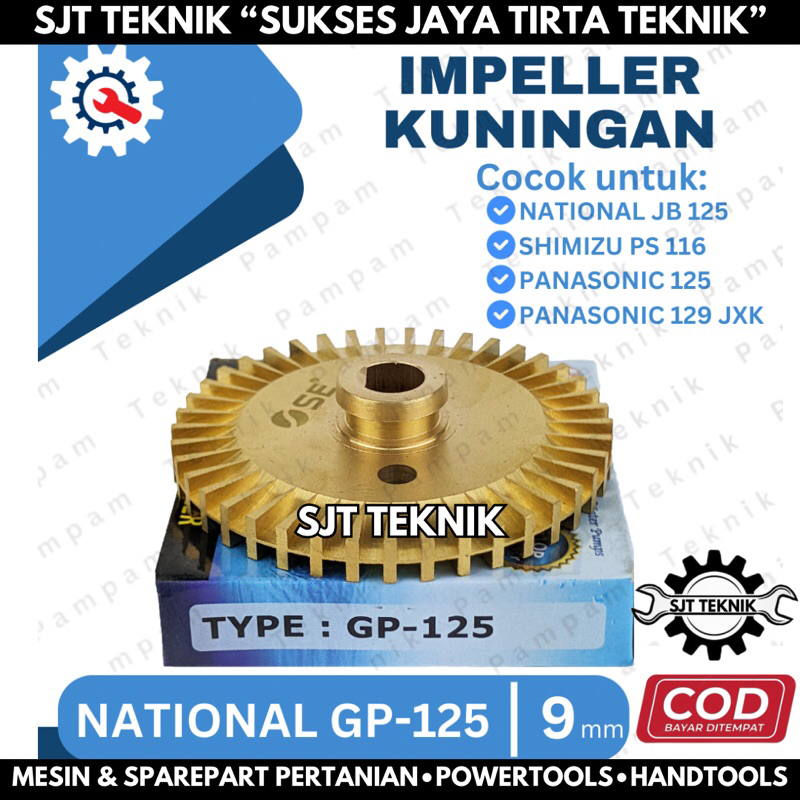Kipas impeller kuningan mesin pompa air national gp 125 national jb 125 shimizu ps 116 panasonic 125