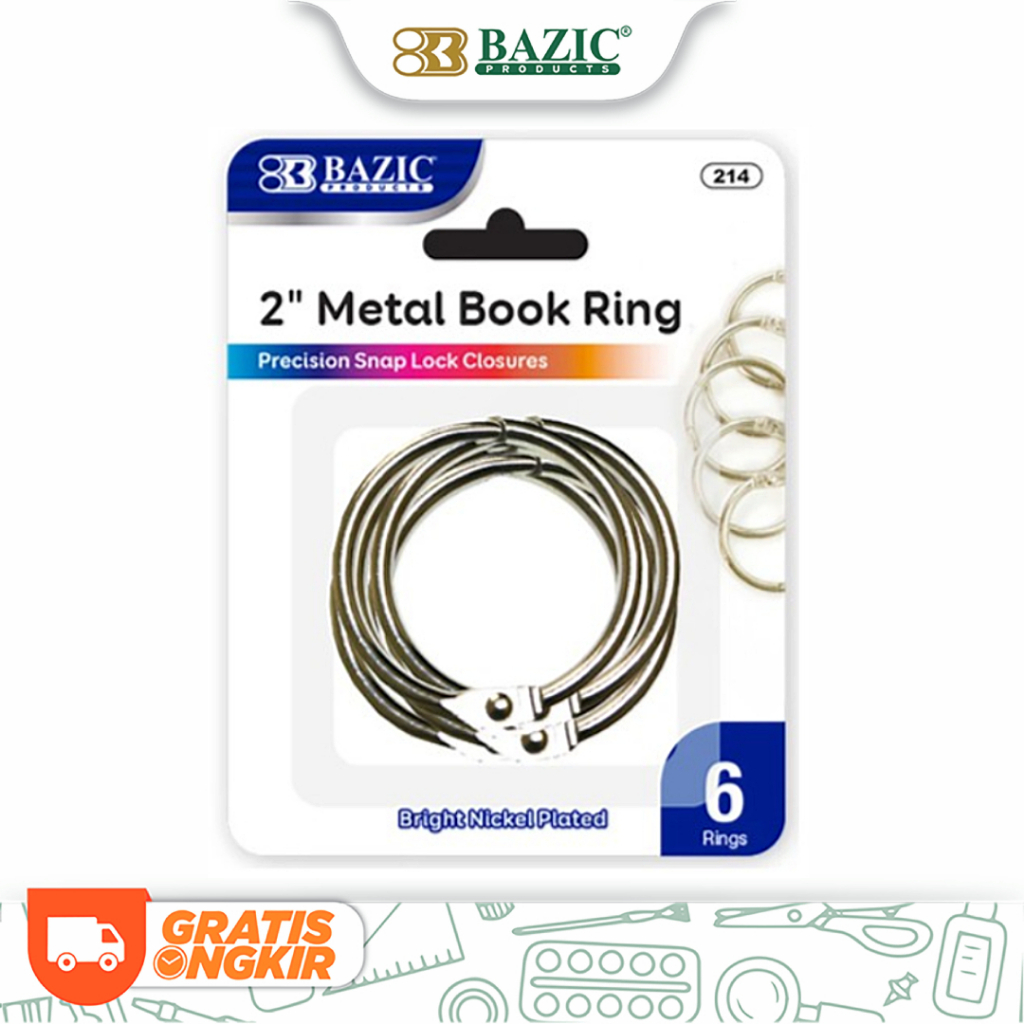 

Bazic 2" Metal Book Rings (6/Pack) - Ring Buku