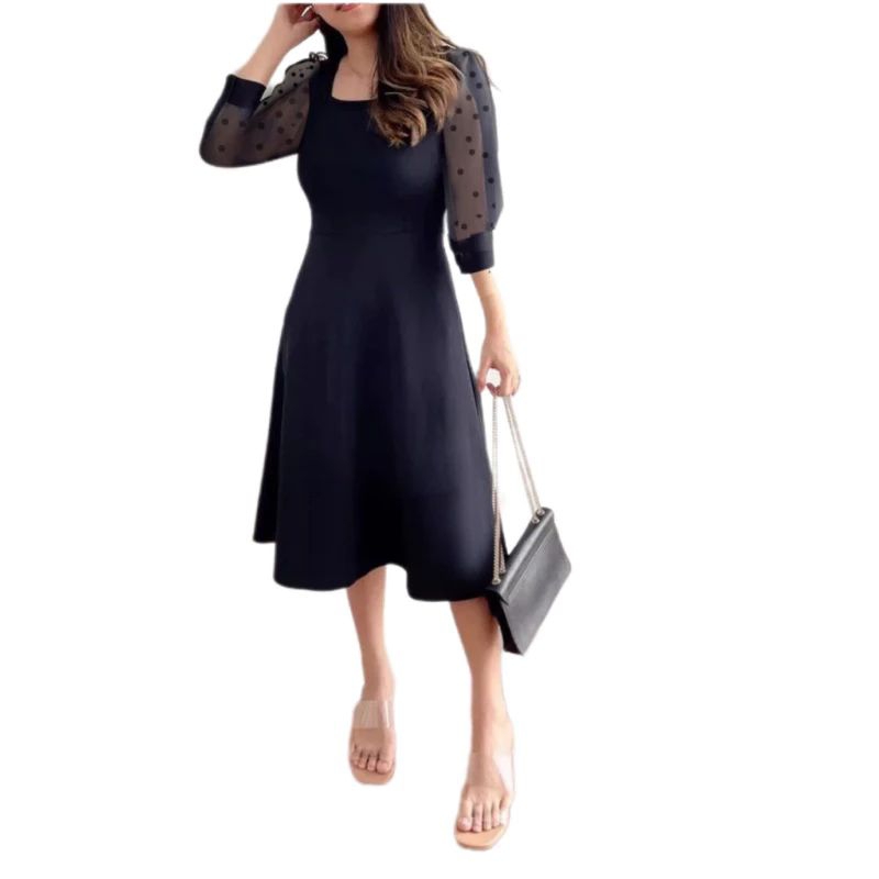 Dress Pesta Scuba Tile Polkadot Premium Adem