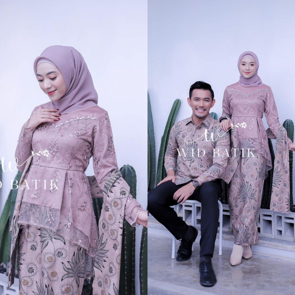 KINARA Couple Kebaya Kondangan Wisuda Engagement Batik Kemeja Seragam Keluarga Kebaya Brokat Modern 