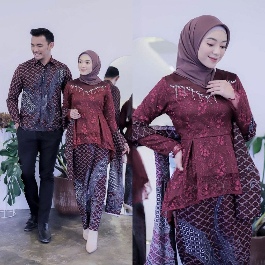 VANESSA Couple Kebaya Kondangan Wisuda Engagement Batik Kemeja Seragam Keluarga Kebaya Brokat Modern