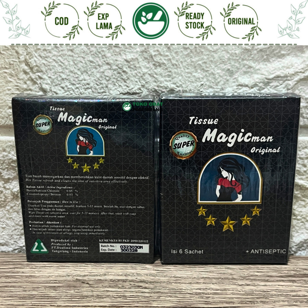 TISSUE SUPER MAGIC MAN DUS HITAM 6SACHET  ANTISEPTIC TISU SUPER MAGIC MAN TISSUE BASAH SUPER TISU MA