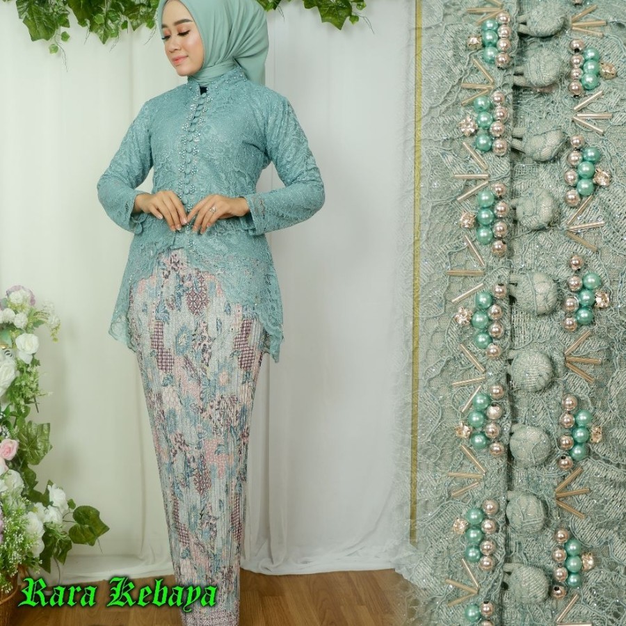 Setelan Kebaya Wisuda | Set Kebaya Brokat | Kebaya Kancing Depan payet