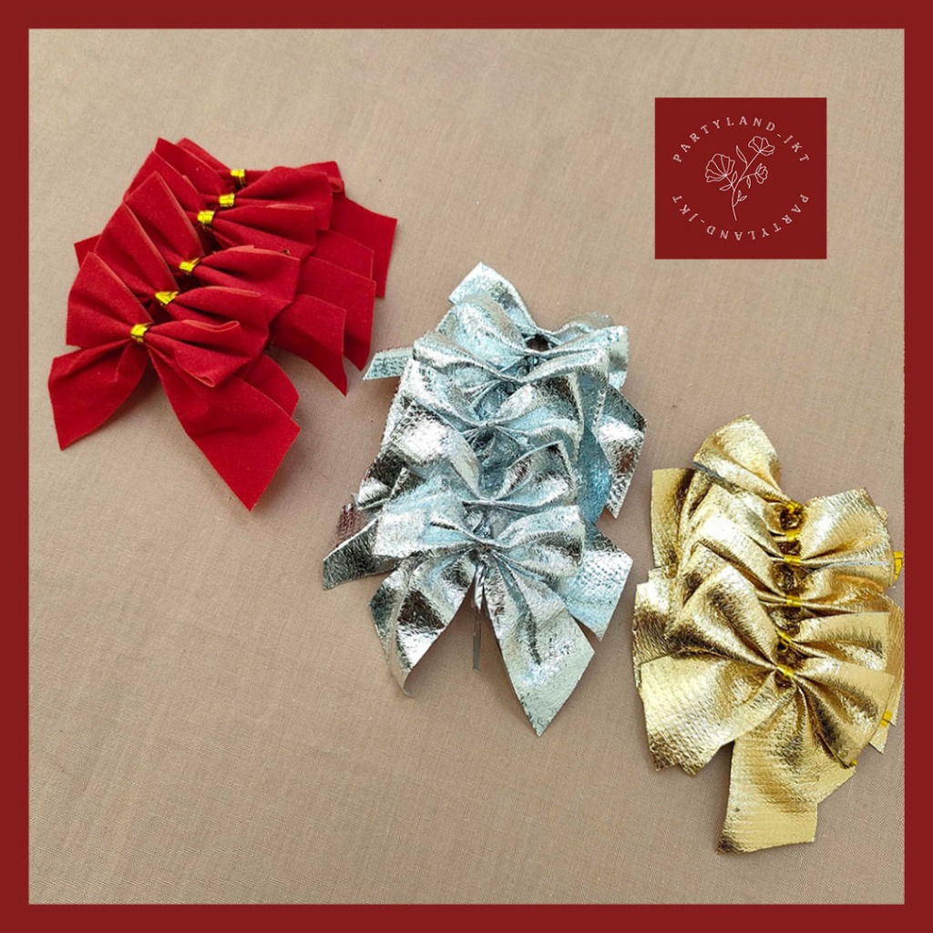 

12pcs Christmas Pita Emas Hiasan Dekorasi Busur Christmas Hampers Pohon Natal Ornament Chrismtas Xmas Natal Aksesoris Christmas Tree