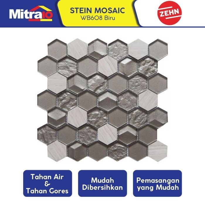 Zehn Keramik Dinding Stein Mosaic WB608 30x30 Cm Biru