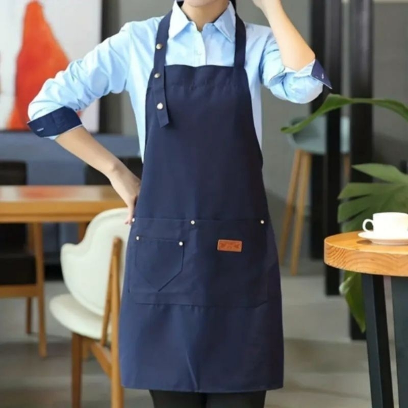 Apron Memasak Masak Dapur Tahan Air Pria Wanita Celemek Koki Master Chef Indonesia Clemek Barista Wa
