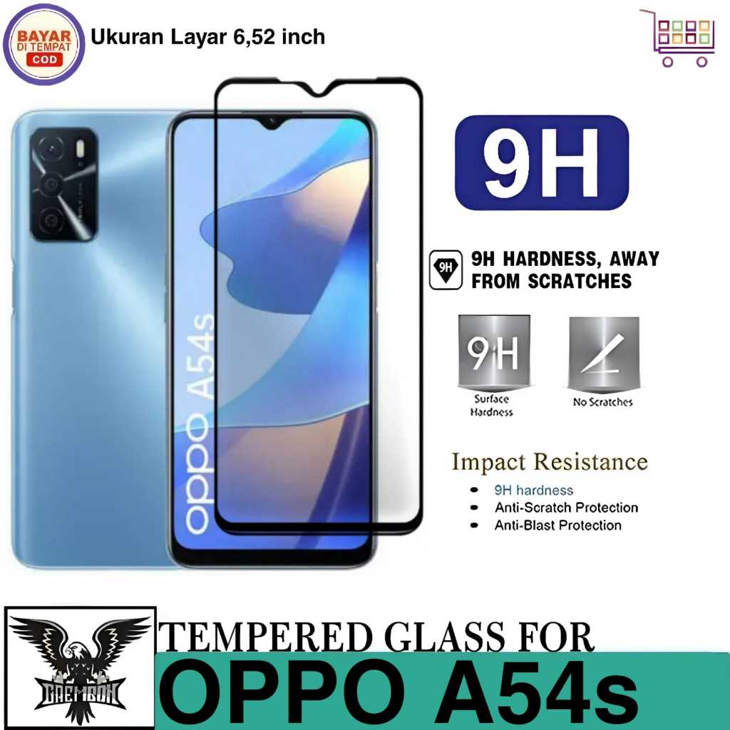 TEMPERED GLASS OPPO A54s ANTI GORES KACA LIST HITAM FULL LAYAR