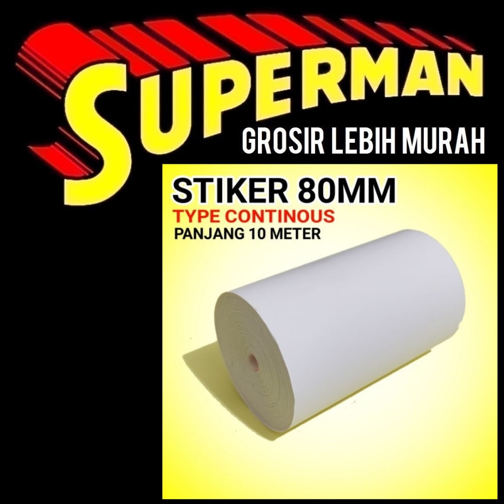 

(W14) STICKER THERMAL 8MMX10METER label kertas stiker termal 80x10 80 x 10 80 mm 10 mm 10mm 80mm 8cm 1cm 8 cm 1 cm superman jogja supermanjogja